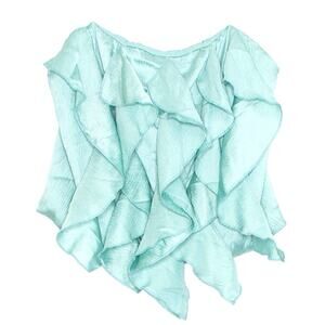 NWT Alkemy Crop Top Fairy Romantic Ruffle Ethereal Cottage Boho Turquoise Large